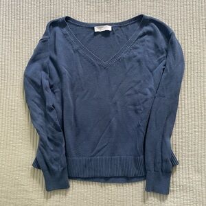Everlane Boxy Blue V-Neck Sweater